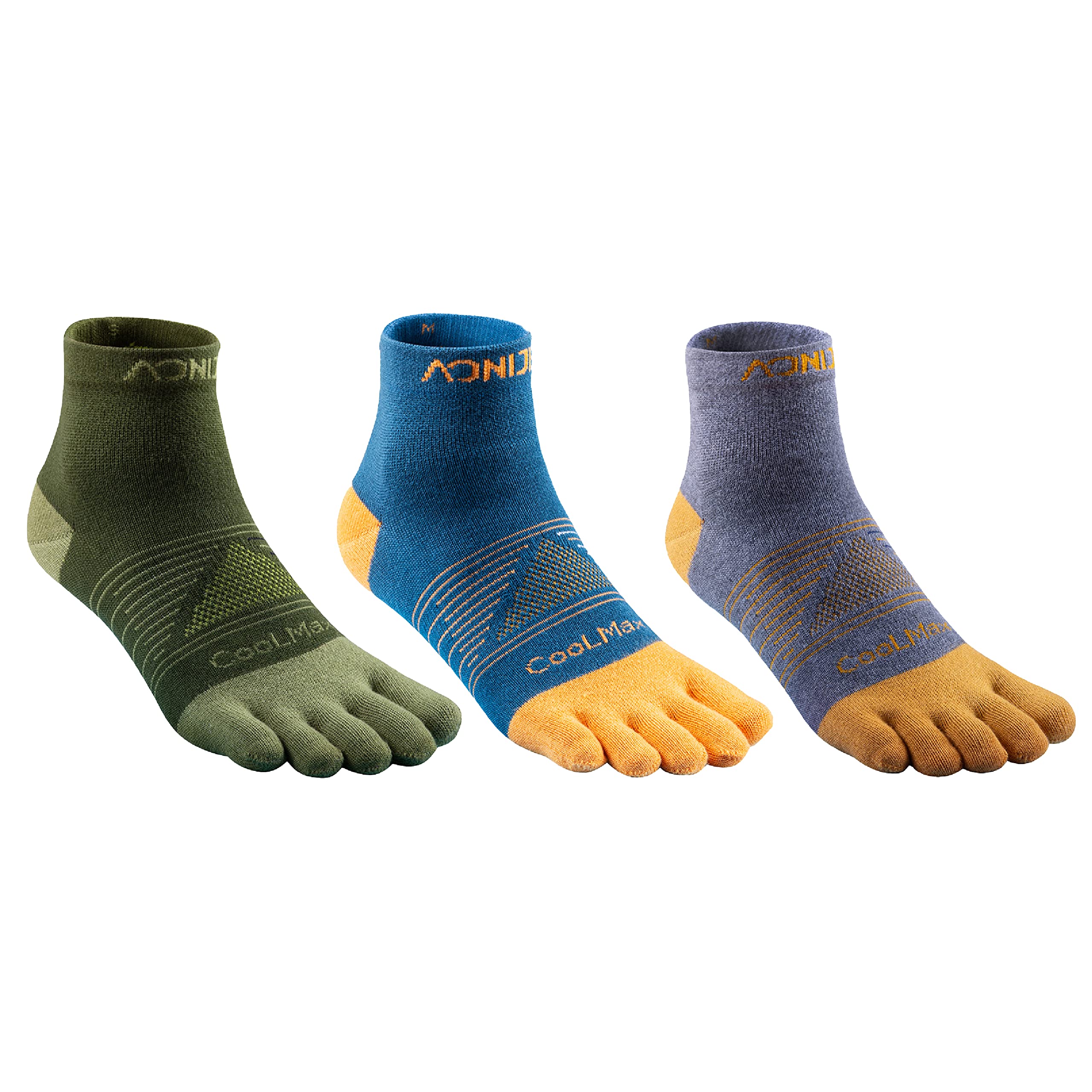 Azarxis 5-Toe Socks for Men & Women - Breathable No-Show Crew Athletic Socks for Running, Hiking & Trail - Lightweight Toe Separator Socks for Sports, Yoga & Daily Wear