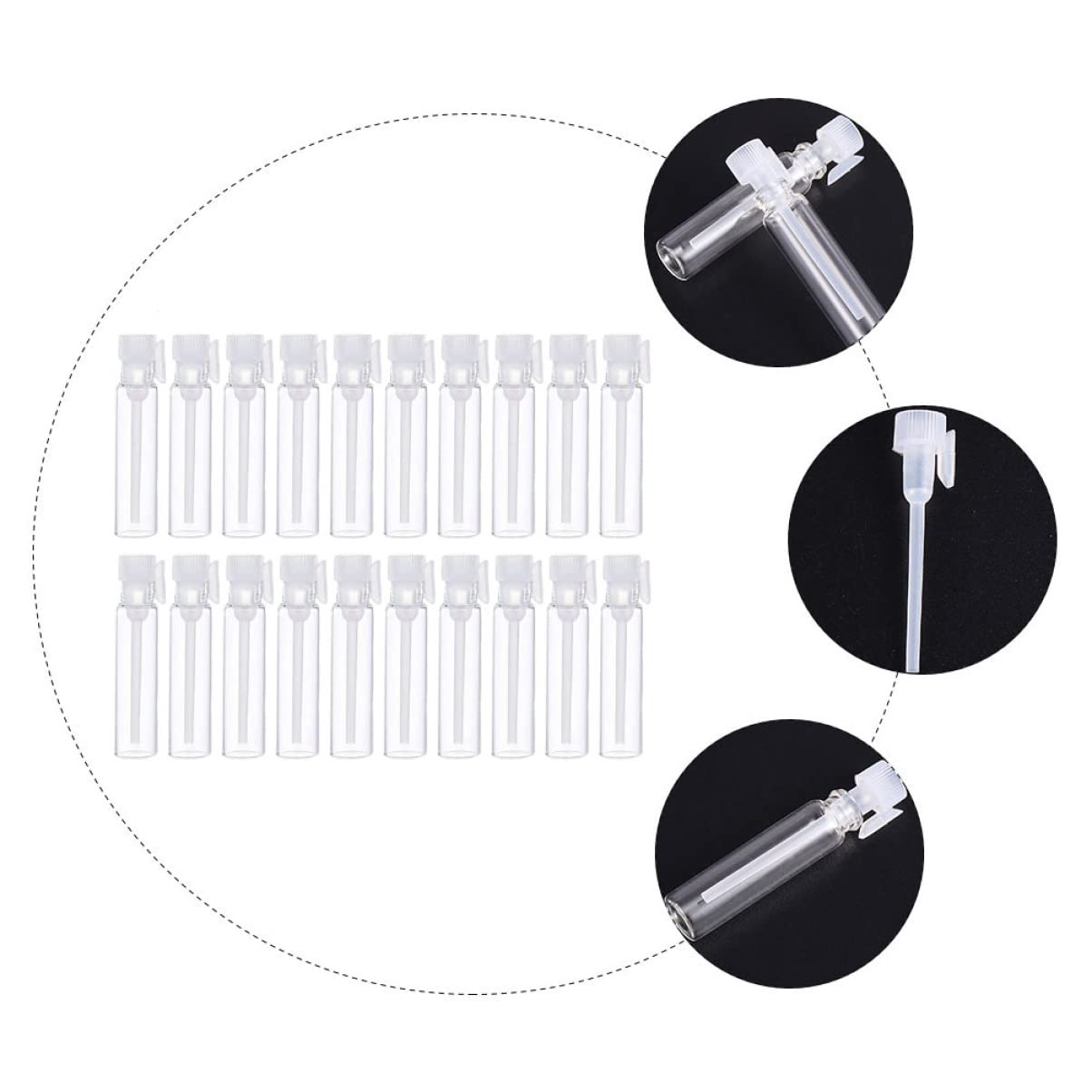 100pcs Clear Glass Perfume Sample Vials - Essential Oil Bottles with Dropper & Spray Cap - Mini Travel Bottles for Perfume, Aromatherapy, DIY Blends - Perfect for Terrariums, Gift Samples & On-the-Go Use