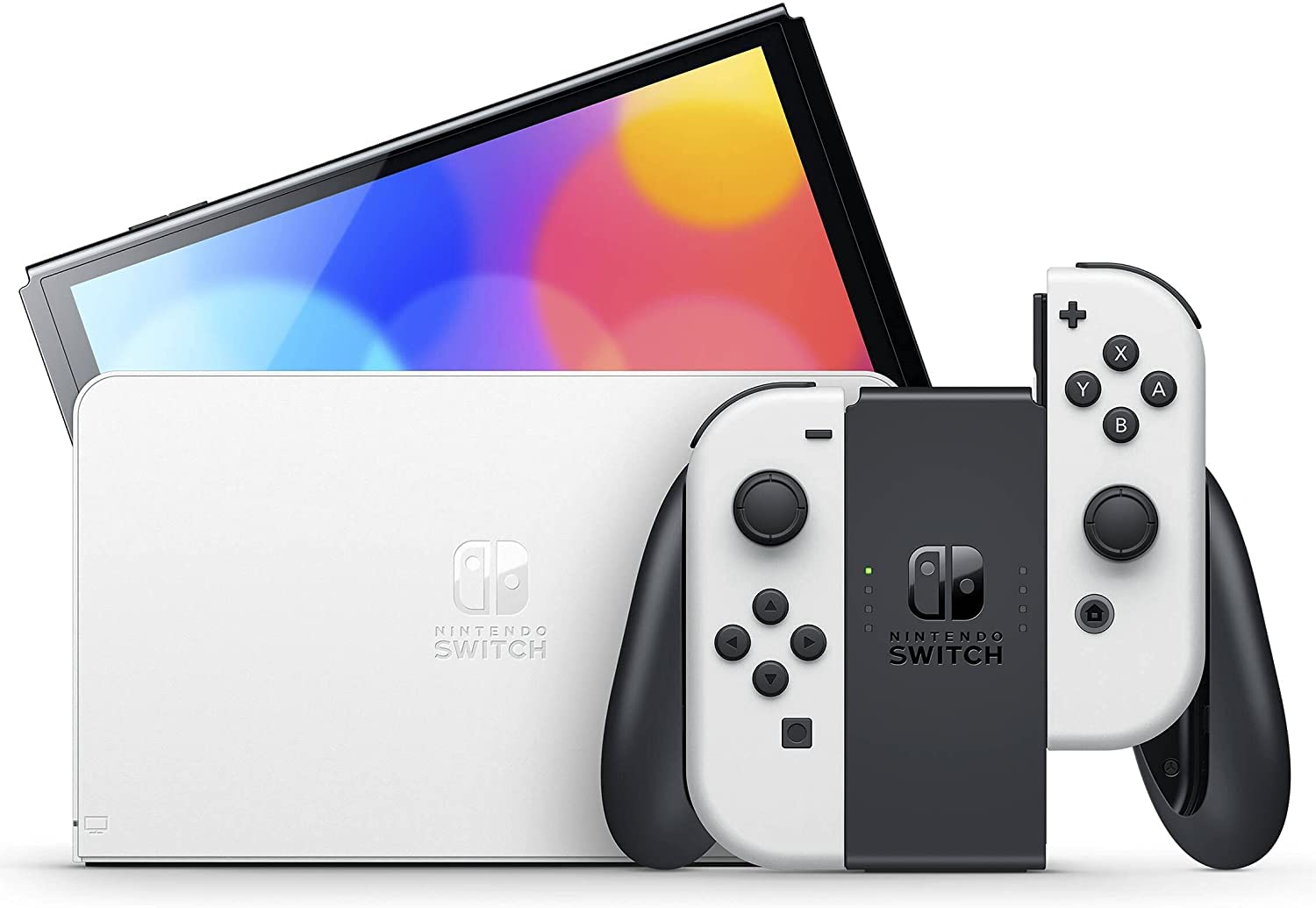 PURTCH 2022 Model Switch OLED Console with White Joy-Con Controllers & Dock - 7