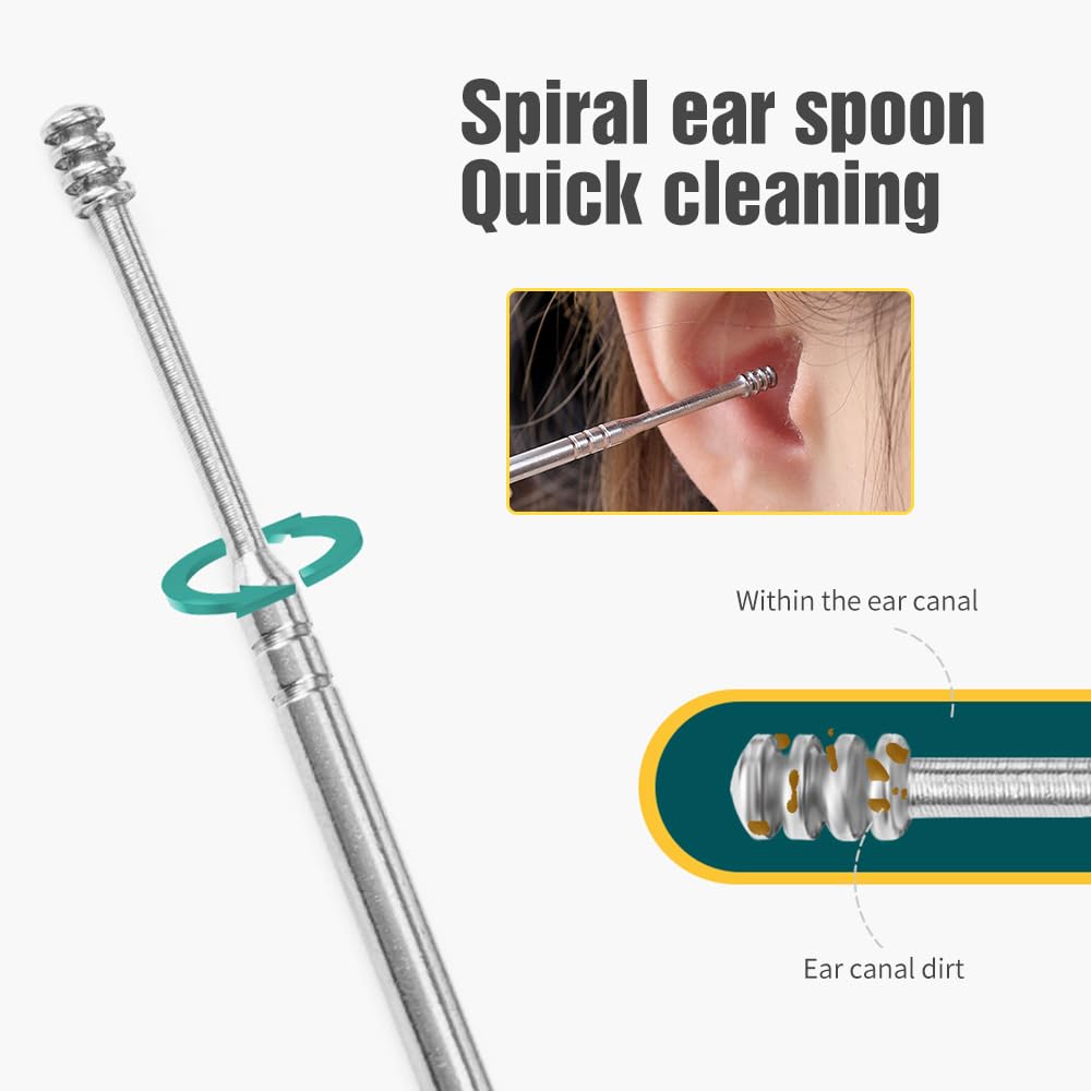 2024 Upgraded Ear Cleaning Kit - Safe & Portable Earwax Removal Tool Set with PU Leather Case for Family, Home & Travel | Gentle Ear Cleaner for Adults & Kids | Perfect for Daily Hygiene & Travel Essentials