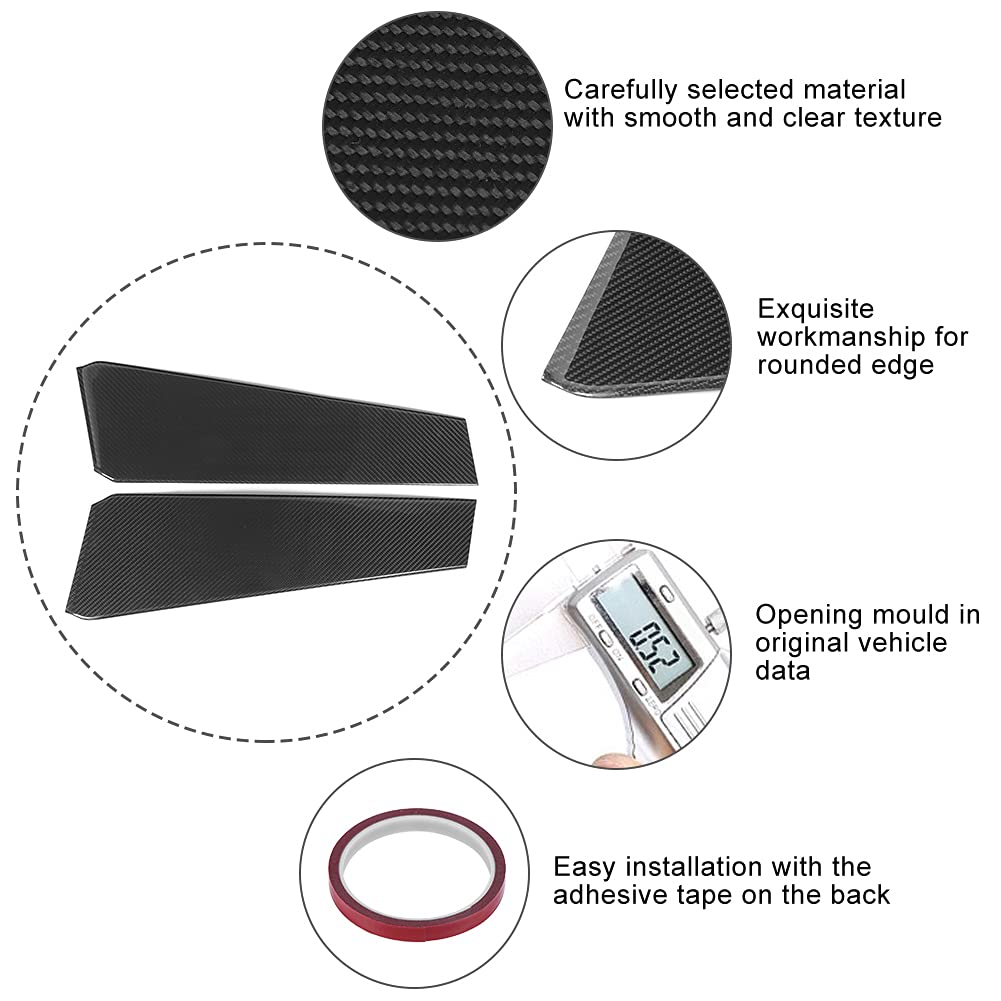 Dry Carbon Fiber B-Pillar Cover Trim Sticker for Maserati Quattroporte & Ghibli 2013-2020 - Interior Car Accessories Upgrade for Luxury Sedans - Perfect for Car Detailing, Customization & Protection