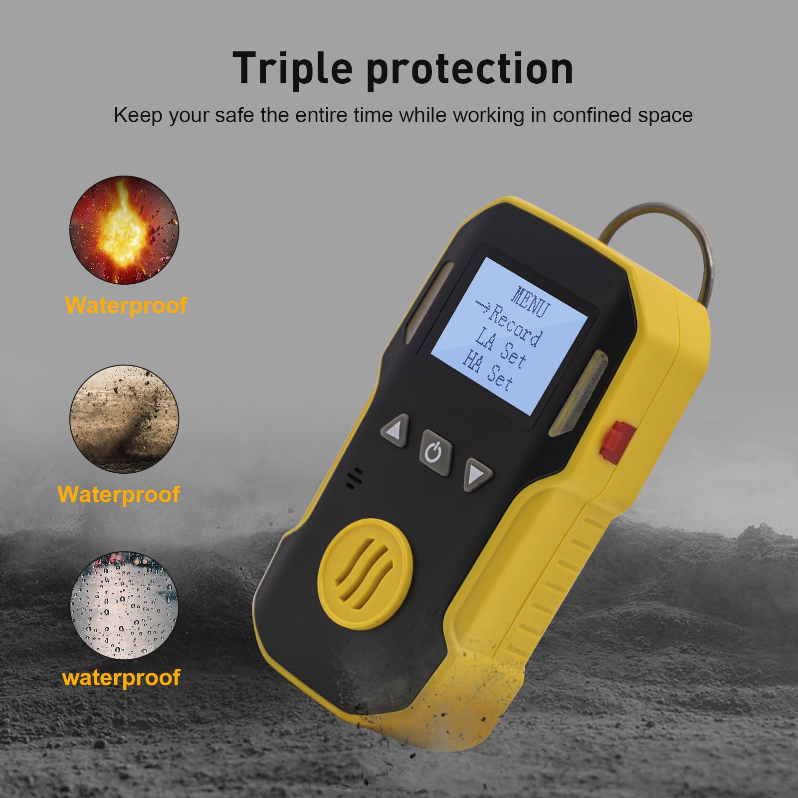 BOSEAN Portable Oxygen Gas Detector - O2 Gas Monitor with Audio, Visual & Vibration Alarms - Rechargeable Gas Tester with Temperature Sensor, LED Backlight & Clip - Perfect for Industrial Safety, Mining, Confined Spaces & Home Use