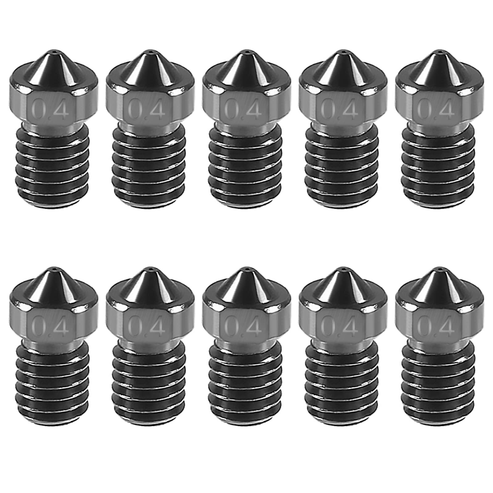 10pcs V6 Hardened Steel Nozzles for 3D Printer - Compatible with E3D V6/V5 Hotend, Ender 3, Titan Extruder & Prusa i3 - High Precision Printing for DIY Projects & Prototyping