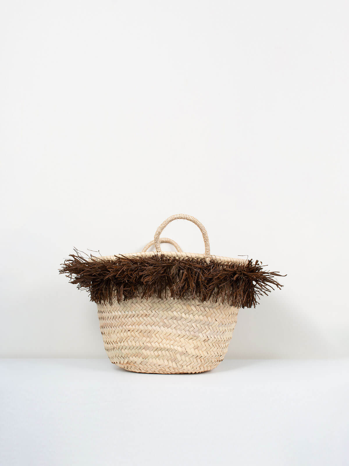 Natural Raffia Tassel Basket - Handwoven Tobacco Brown Storage Bin for Home Decor | Perfect for Living Room Organization, Bathroom Storage & Beach Essentials