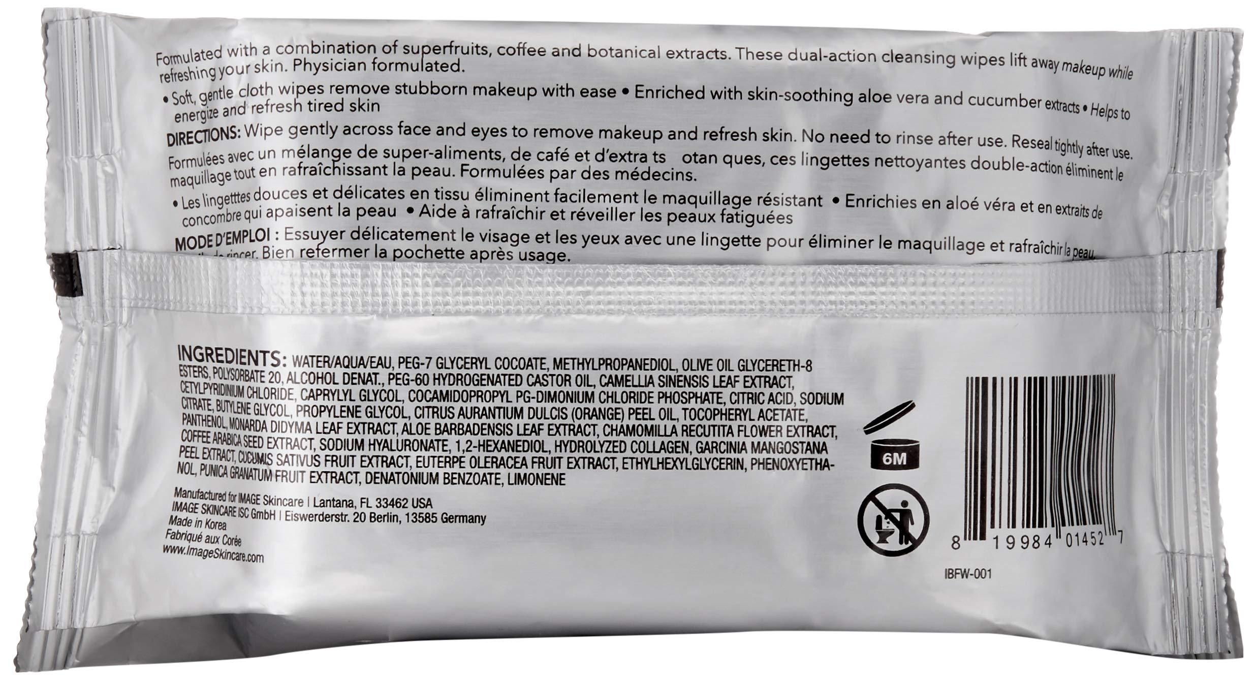 Image Skincare I Beauty Refreshing Facial Wipes - 30 Count | Gentle Cleansing & Makeup Removal Wipes for All Skin Types | Perfect for Travel, Gym & On-the-Go Skincare