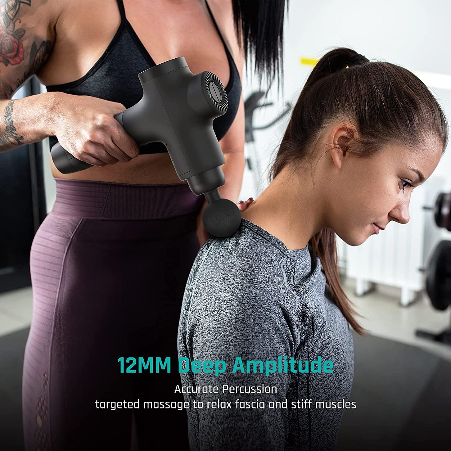 Mebak 3 Deep Tissue Massage Gun - Portable Electric Muscle Massager with 7 Interchangeable Heads & 5 Speed Levels, 12mm Amplitude, Ultra Quiet for Pain Relief - Perfect for Athletes, Gym Recovery & Home Relaxation