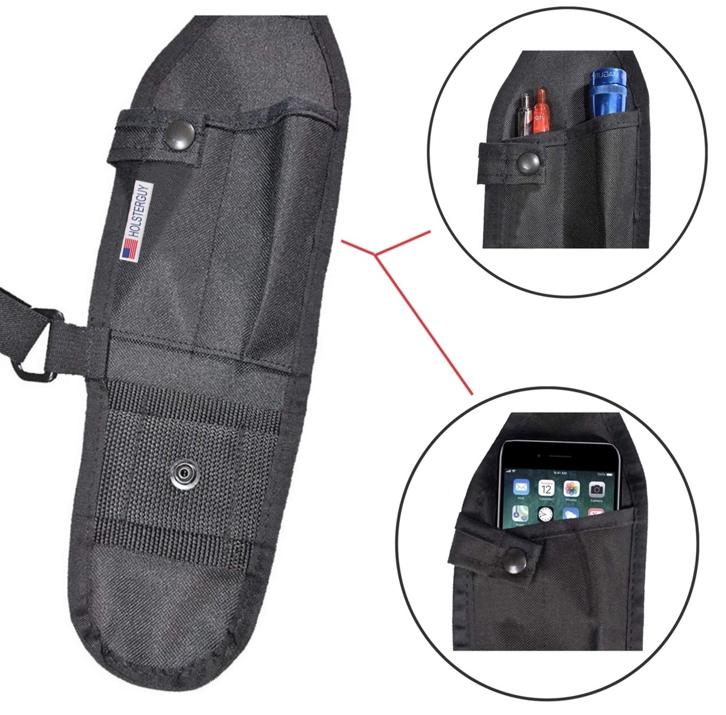 USH-300L Universal Left Side Radio Shoulder Holster - Adjustable Chest Harness for Motorola ICOM Vertex Two Way Radios (4.75
