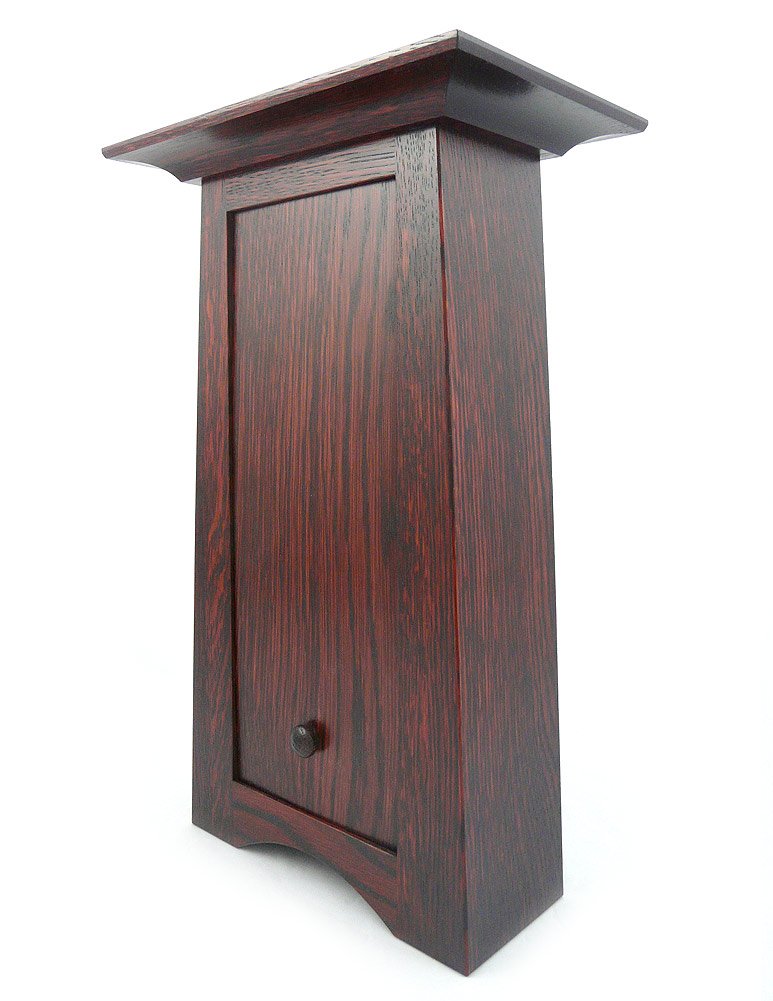 Handcrafted American Oak Tall Craftsman Style Mantel Clock with Pine Forest Tile, 15 Inch, Perfect for Rustic Home Decor and Cozy Living Rooms