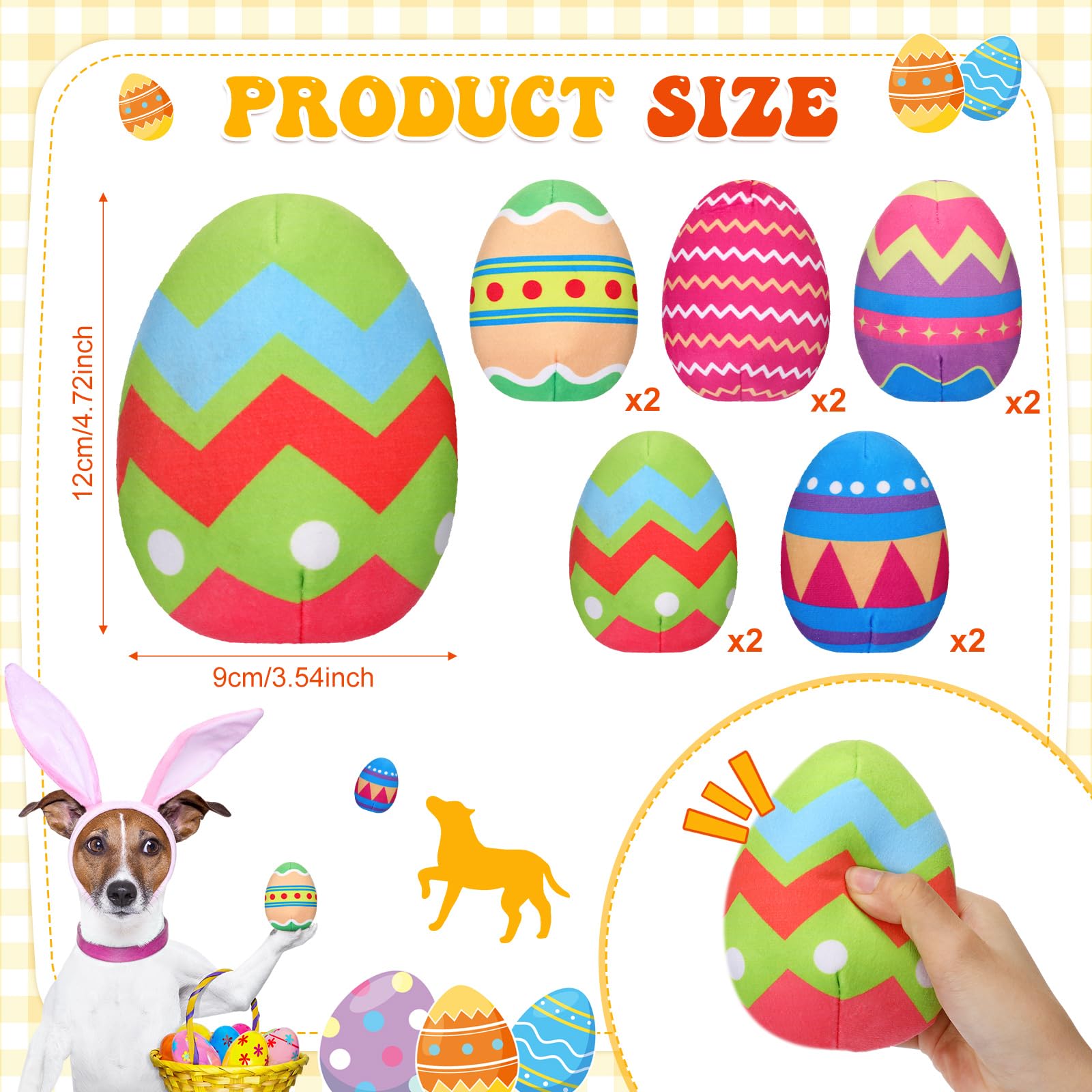 10 Pcs Dog Easter Plush Squeaky Egg Toys - Interactive Chew Toys for Small, Medium & Large Dogs - Perfect for Easter Gift, Training & Playtime