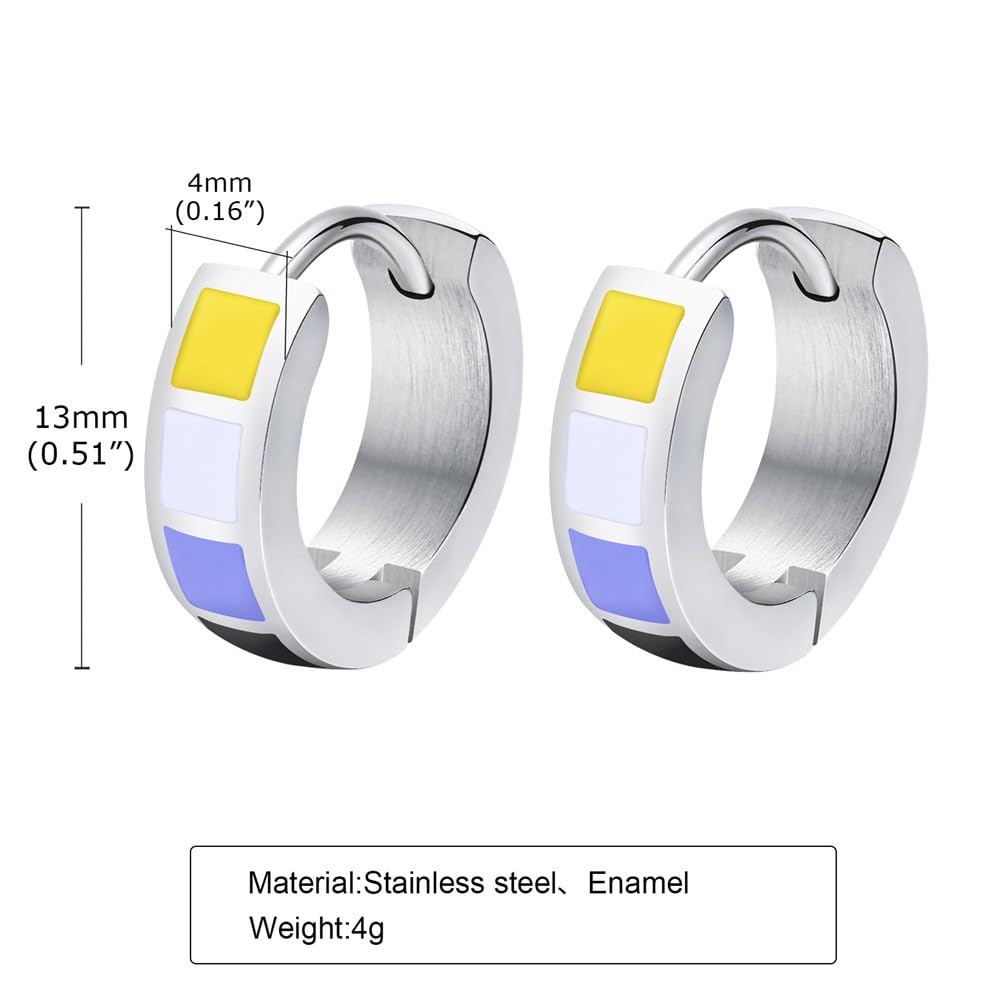 Rainbow Pride LGBTQ+ Stainless Steel Huggie Hoop Earrings for Women & Men - Unisex Small Hoop Earrings for Lesbian, Gay, Bisexual & Transgender - Perfect for Pride Parades, Parties & Everyday Wear