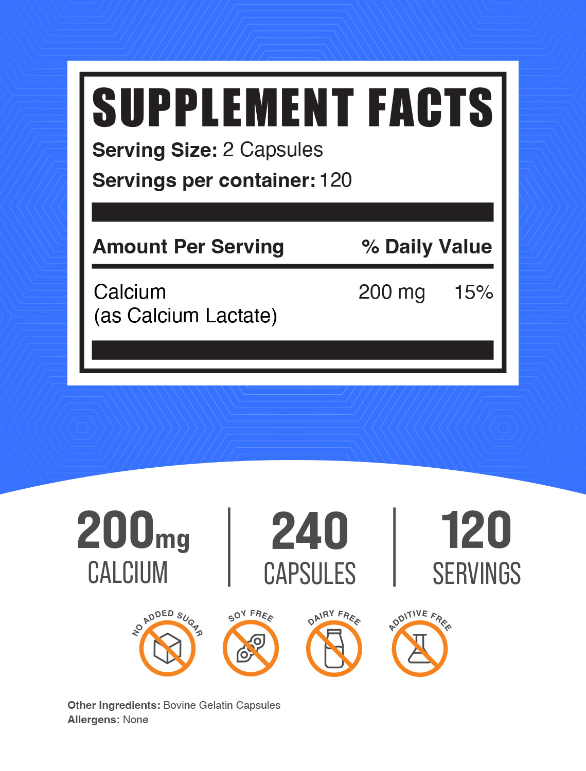 Calcium Lactate Capsules 1000mg - High Absorption Calcium Supplement for Bone & Teeth Health | Supports Muscle Function & Heart Health | Vegan, Non-GMO | Ideal for Athletes, Seniors & Post-Menopausal Women