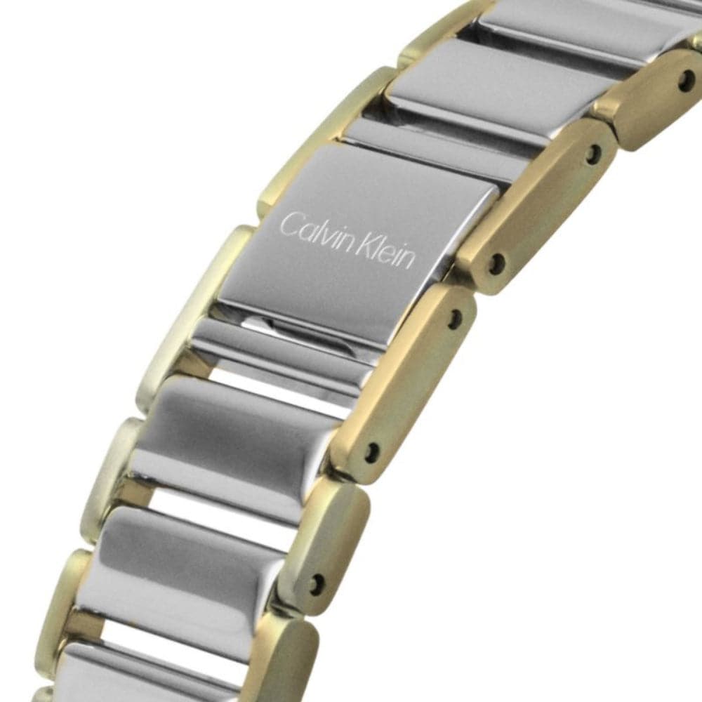 Calvin Klein Women's Minimalist White Dial Two-Tone Stainless Steel Watch 25200134 - Elegant Timepiece for Office, Party & Everyday Wear