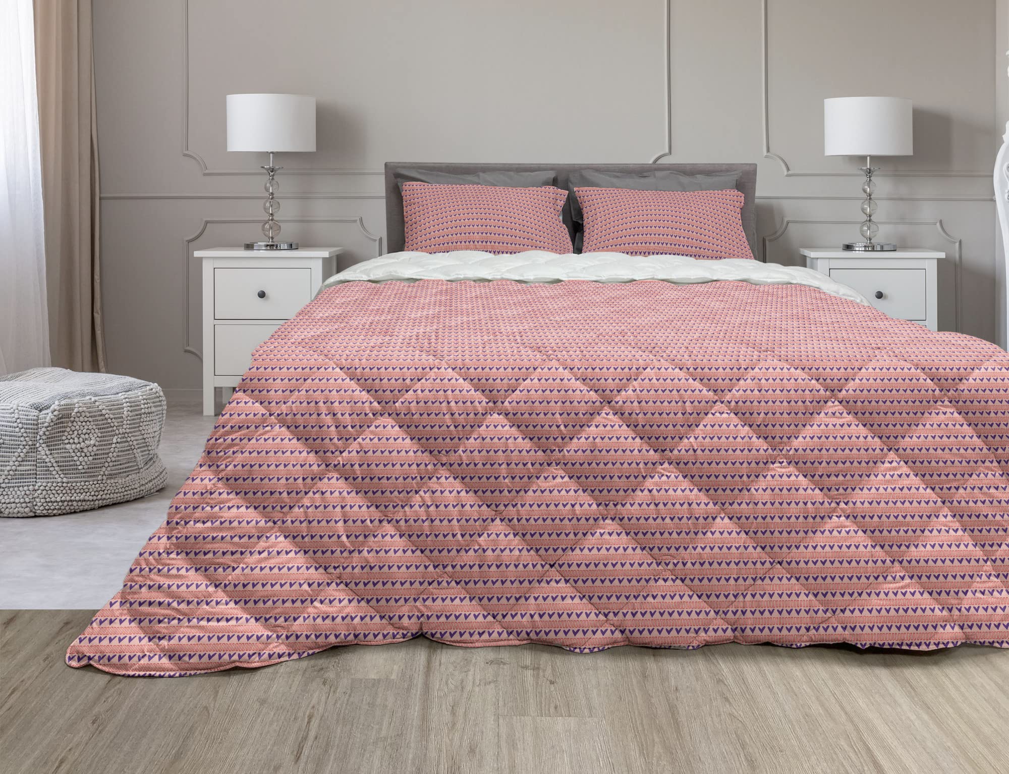 Ambesonne Hearts Comforter & Sham Bedding Set - Valentine's Day Romantic Couple Doodle Art Duvet Cover, 2-Piece Microfiber Quilt Set with Filling, Twin XL Size in Quartz & Blush - Perfect for Couples Bedroom, Anniversary Gift & Cozy Home Decor