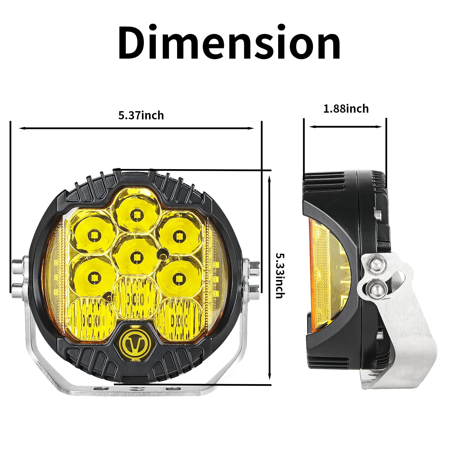 5 Inch 50W Amber LED Offroad Driving Light - Spot Flood Combo Beam for Jeep Wrangler, ATV, Trucks, SUV, Pickup & UTV 4x4 - Durable Waterproof Lights for Night Off-Roading, Hunting & Trail Adventures