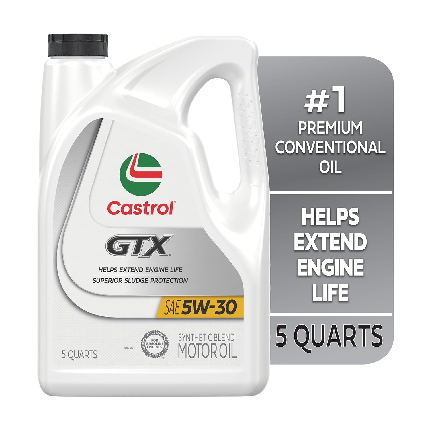 Castrol GTX 5W-30 Synthetic Blend Motor Oil - 5 Quarts (Pack of 3) | High Performance Engine Protection for Cars, Trucks & SUVs | Ideal for Daily Driving & Extreme Weather Conditions