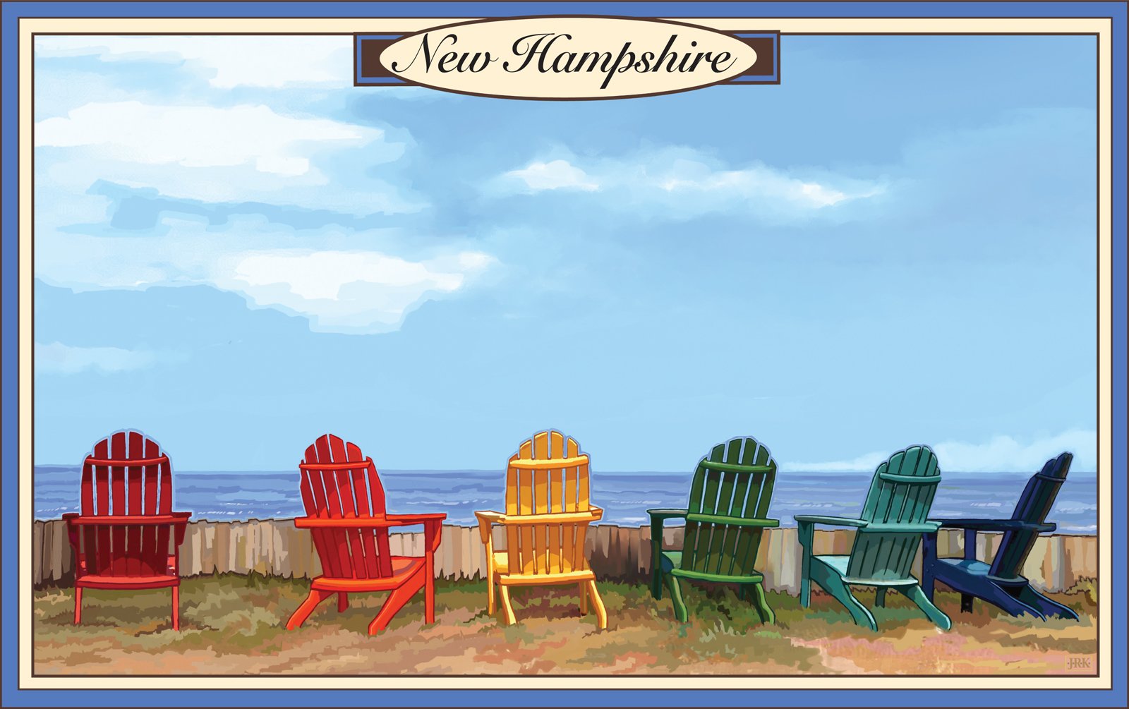 Joanne Colman Adirondack Chairs Wall Art Print - 11x17 Inches New Hampshire Landscape Artwork - Perfect for Living Room, Bedroom & Office Decor