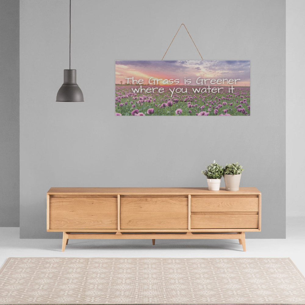 Floral Field Wooden Plaque - 24 x 10 Inches Rustic Home Decor with Rope Hanger - Perfect for Farmhouse, Bedroom & Living Room Wall Decor
