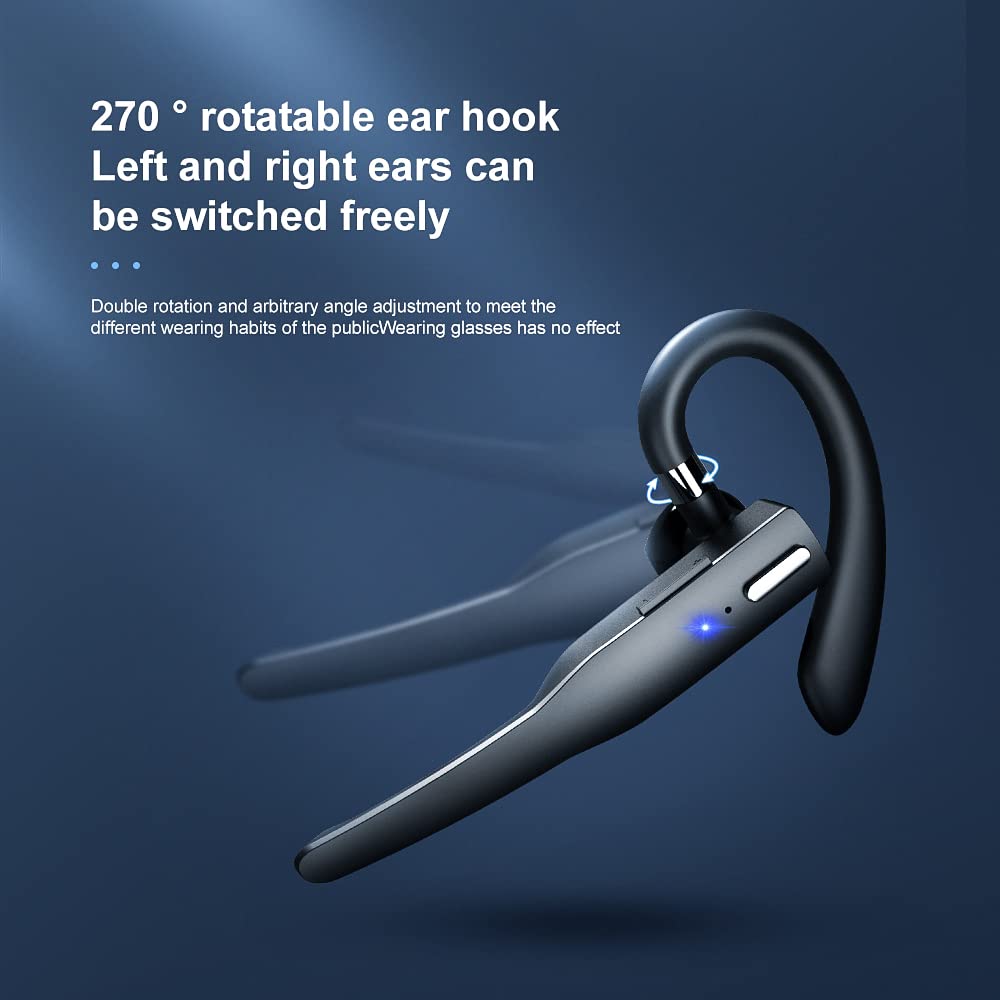 Wireless Earbuds with Noise Cancelling, Flexible Ear Loop Design & LED Charging Case - 72H Talk Time Bluetooth Headset for iPhone Android (Business, Driving, Office Use)