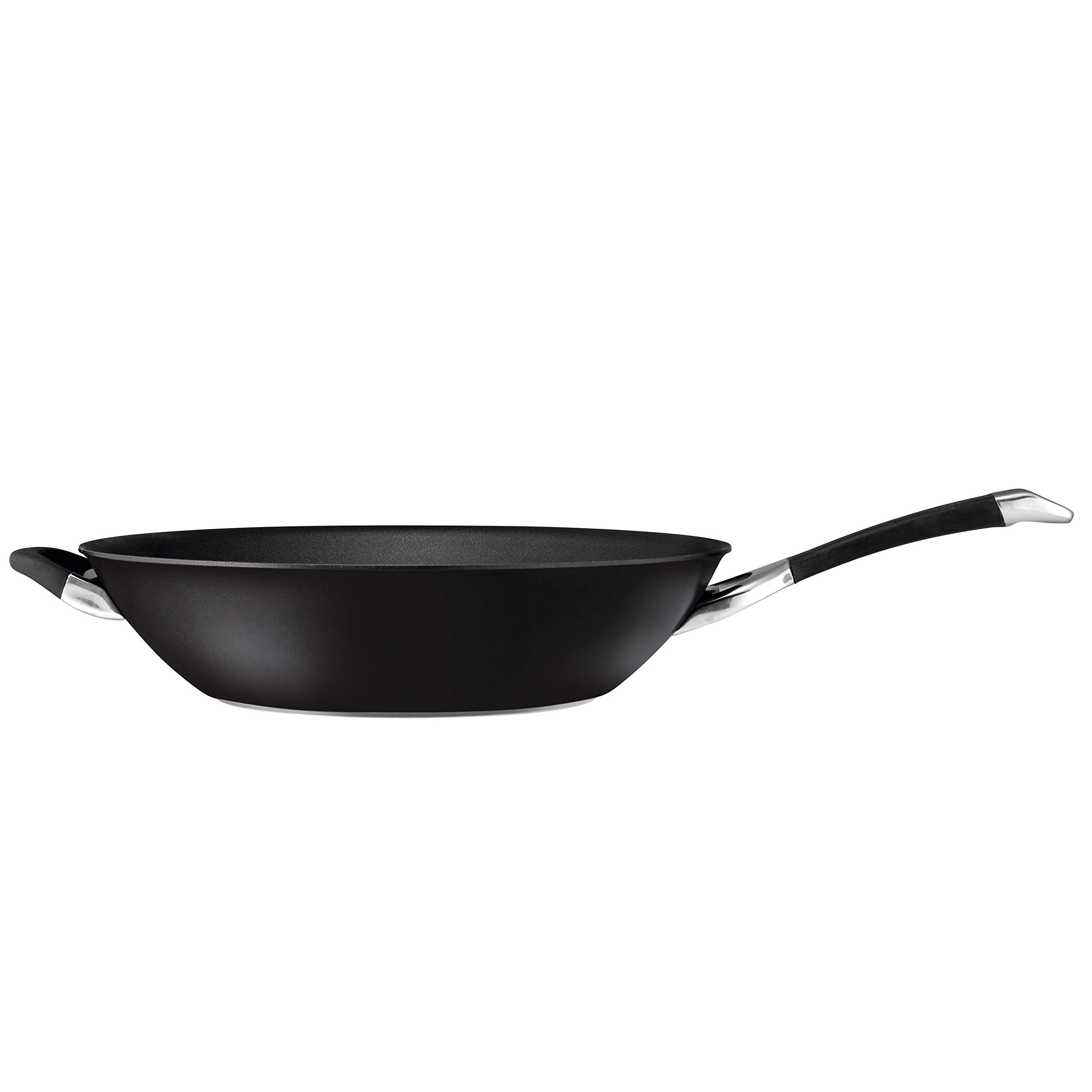 Circulon Symmetry 14-Inch Hard Anodized Nonstick Wok Pan with Helper Handle - Black Stir Fry Pan for Asian Cooking, Sautéing & Deep Frying - Perfect for Home Chefs & Professional Kitchens