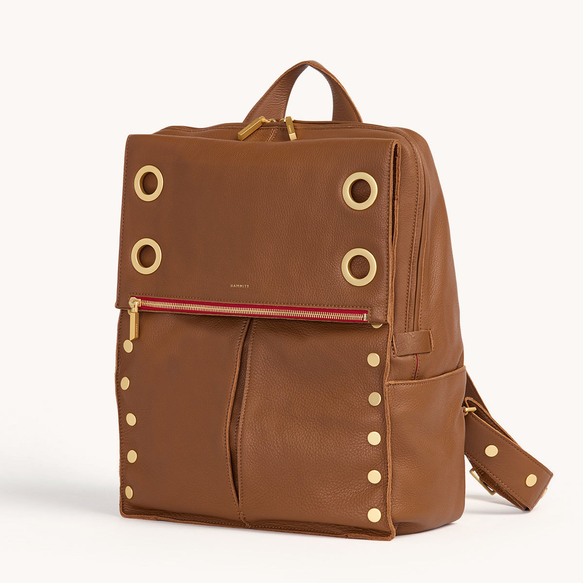 Premium Montana Backpack - XL Size with Mahogany Pebble Leather & Brushed Gold Red Zipper - Stylish Durable Travel Backpack for Hiking, Camping & Outdoor Adventures