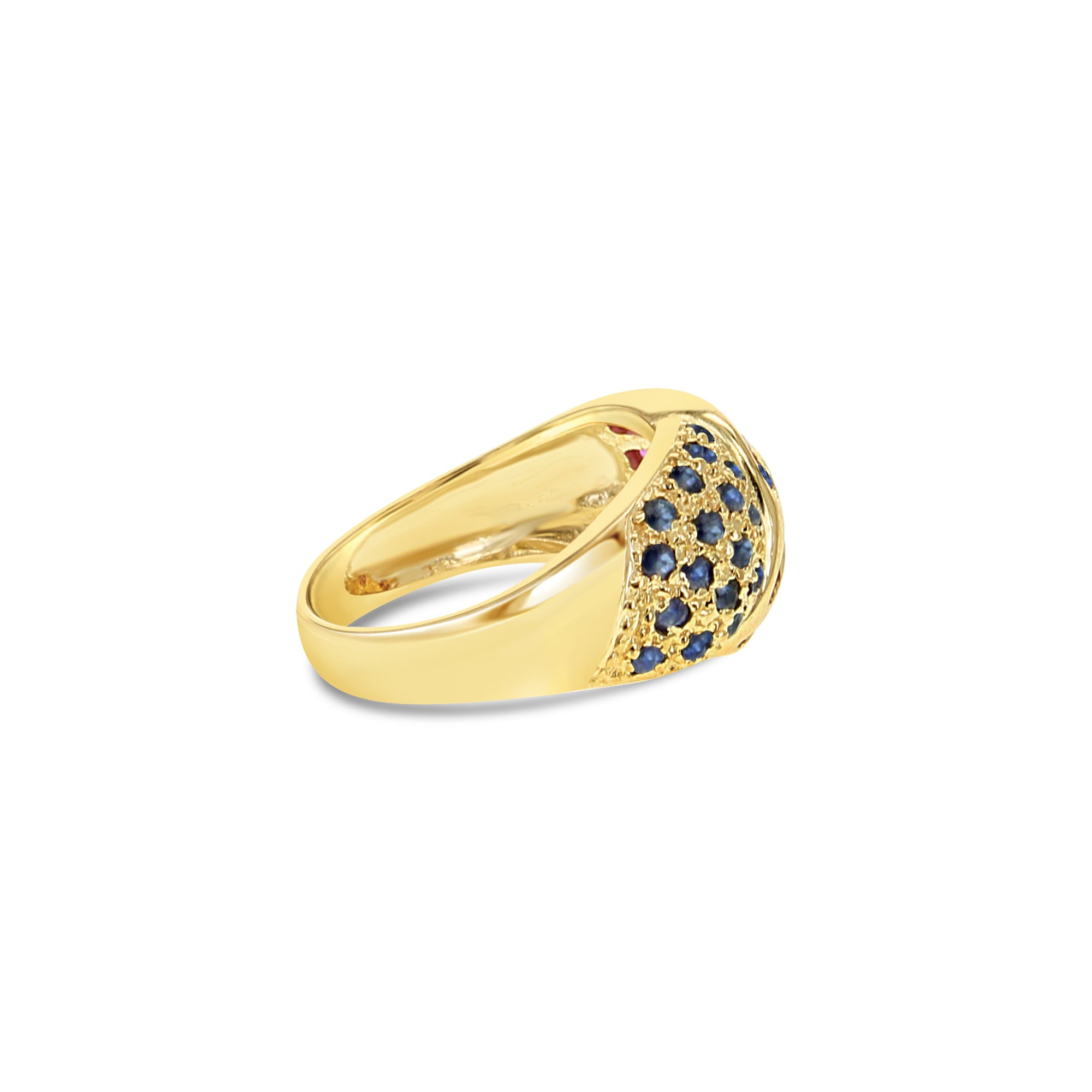 14K Yellow Gold Ruby & Sapphire Cocktail Ring - Elegant Statement Jewelry for Parties, Weddings & Special Occasions