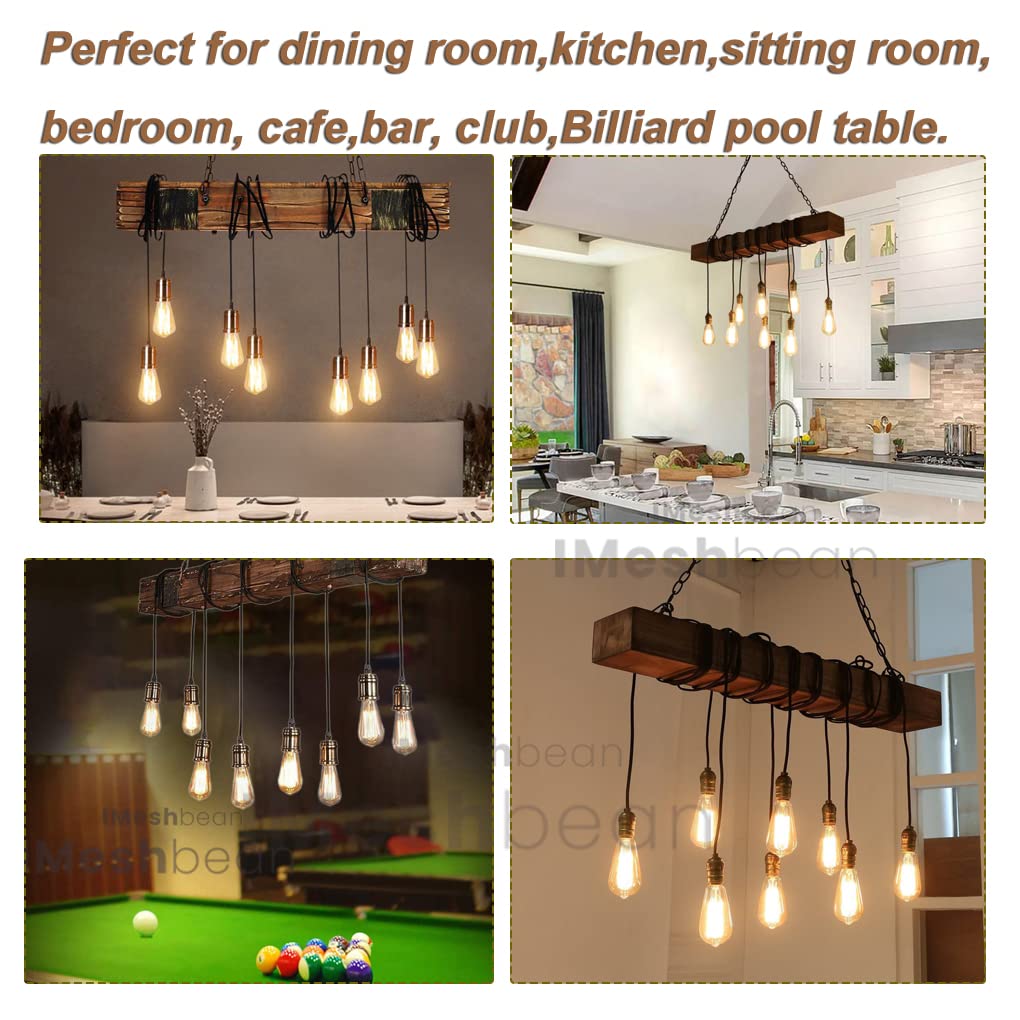 8-Light Wooden Chandelier - Rustic Industrial Pendant Light Fixture with Retro Design for Dining Room, Kitchen Island, Bar, Billiard Table & Pool Table | Perfect for Farmhouse, Loft & Industrial Decor