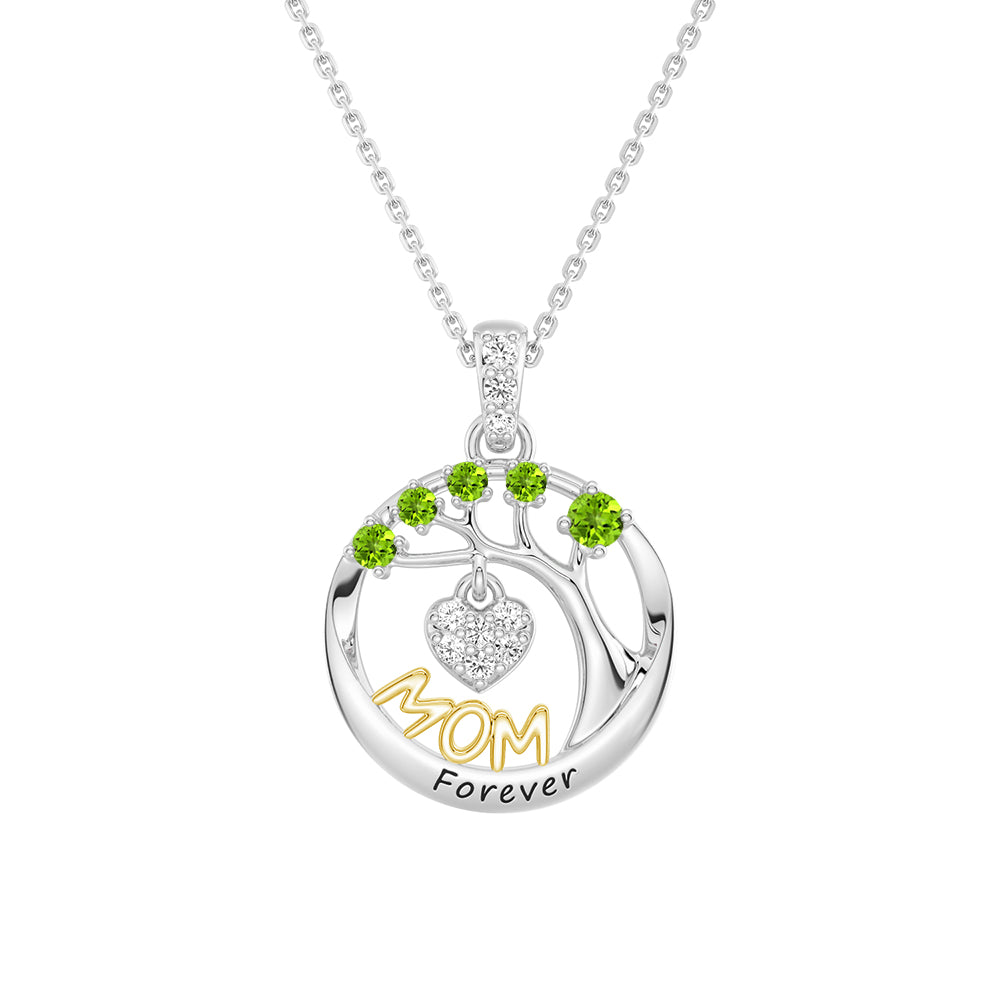 Personalized Birthstone Mom Necklace - Forever Tree of Life Pendant with Heart Charm | Meaningful Gift for Mother's Day, Birthday & Anniversary | Jewelry for Women