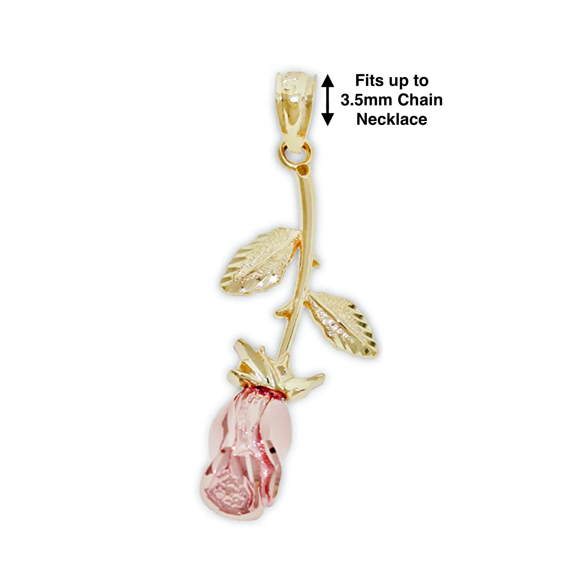 10K Solid Gold Rose Flower Charm Pendant - Elegant Hanging Rose Jewelry for Necklace, Bracelet & Gift - Perfect for Valentine's Day, Anniversary & Special Occasions
