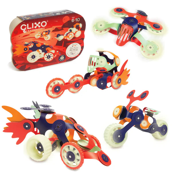 ClixO Mars Rover Pack - STEM Educational Toy for Kids, Remote Control Space Exploration Vehicle with LED Lights - Perfect for Science Learning & Outdoor Play
