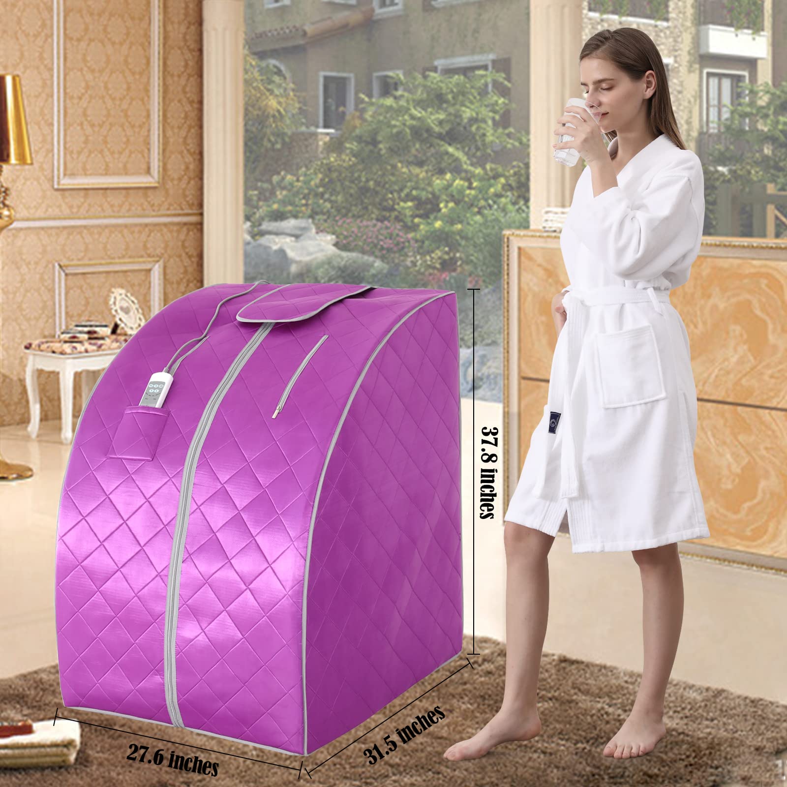 Smartmak Portable Far Infrared Sauna Tent for Home - Detox & Weight Loss Spa with Heating Foot Pad & Foldable Chair (Purple) | Personal Full Body Therapy for Relaxation, Pain Relief & Yoga Recovery | Perfect for Home Wellness, Post-Workout Recovery & Stress Relief