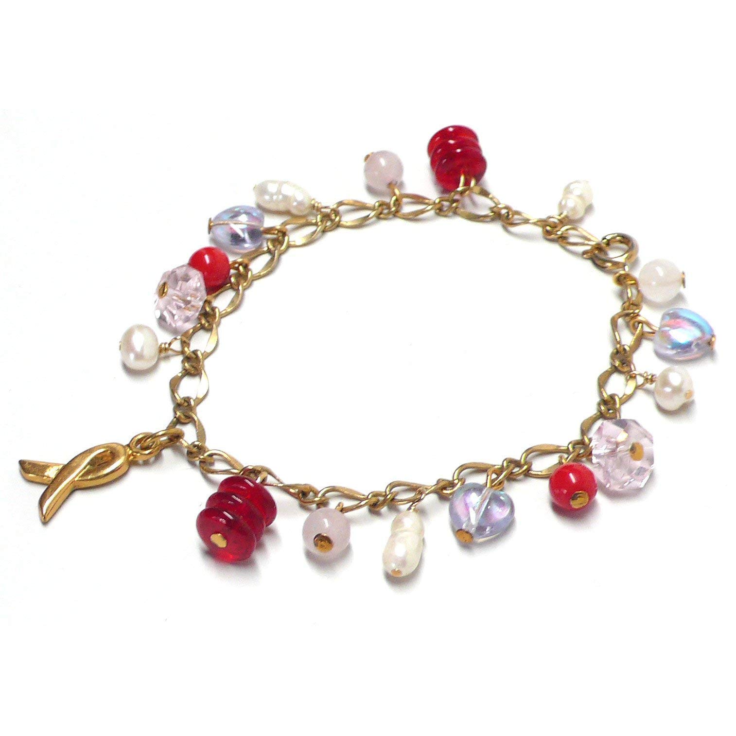 Pink Red Lavender White Awareness Ribbon Charm Bracelet for Breast Cancer Support, Women's Fashion Jewelry Gift - Perfect for Fundraising Events, Survivor Gifts & Everyday Wear