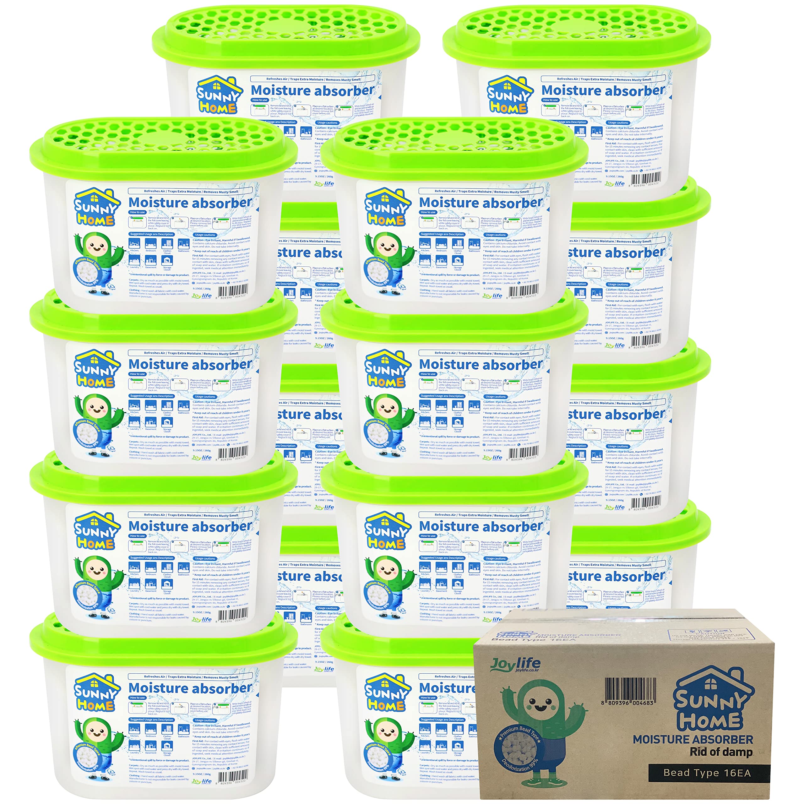 16 Pack Moisture Absorbers & Odor Eliminators - 17.7oz Unscented Dehumidifier for Home, Closet, Bathroom, Kitchen, RV - Keep Spaces Fresh & Dry All Year Round
