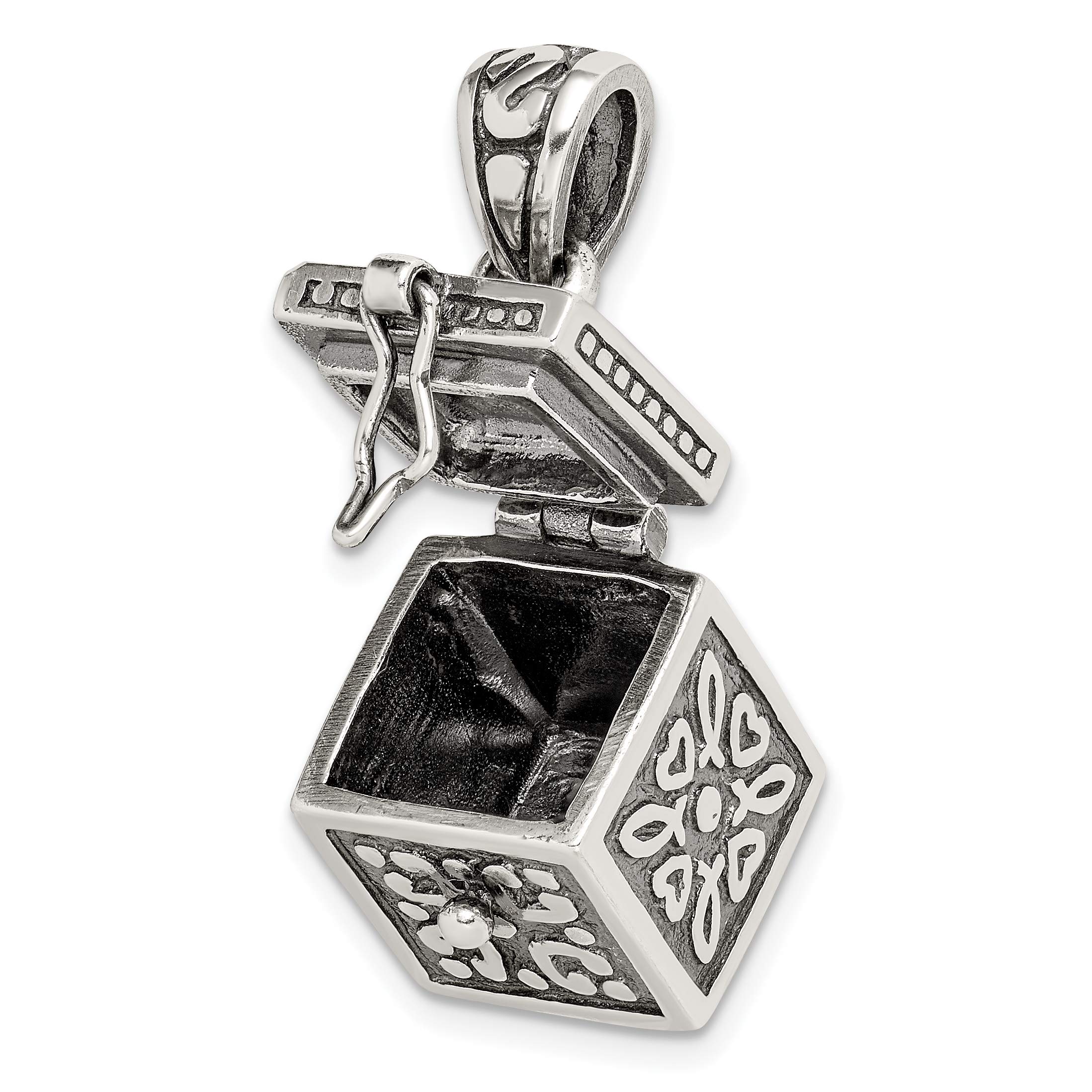 925 Sterling Silver Square Prayer Box Pendant Necklace - Religious Keepsake Jewelry for Prayer Notes & Blessings - Perfect for Gifts, Weddings & Spiritual Protection