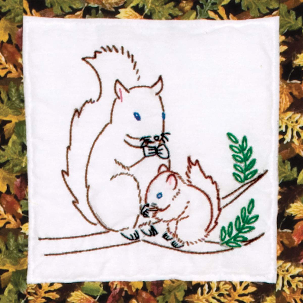 Jack Dempsey Needle Art Wilderness Animals Hand Embroidery Kit - White | DIY Cross Stitch for Home Decor, Gifts & Craft Projects