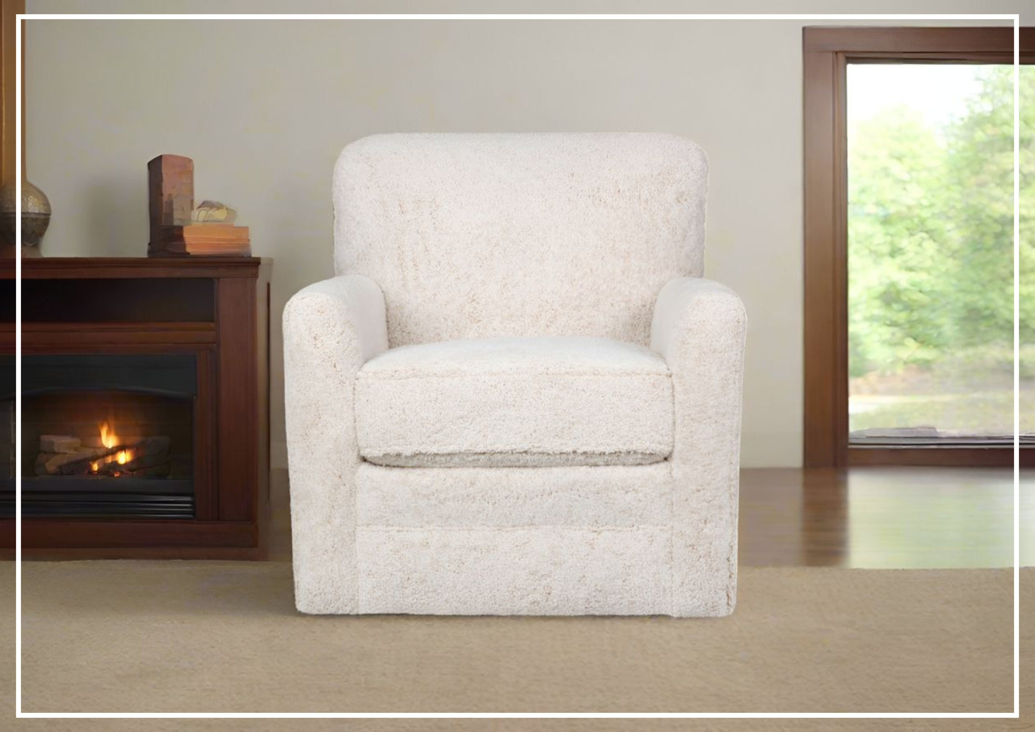Klaussner Marlow Fabric Swivel Accent Chair with Track Arms - Modern Living Room Lounge Chair for Home Office, Reading Nook & Relaxation