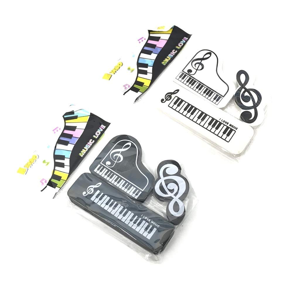 Misright 3-Piece Musical Piano Notes Rubber Pencil Erasers - Cute Korean Stationery for School, Office & Art - Fun Correction Tool for Students, Teachers & Music Lovers - Perfect for Homework, Notes & Creative Projects