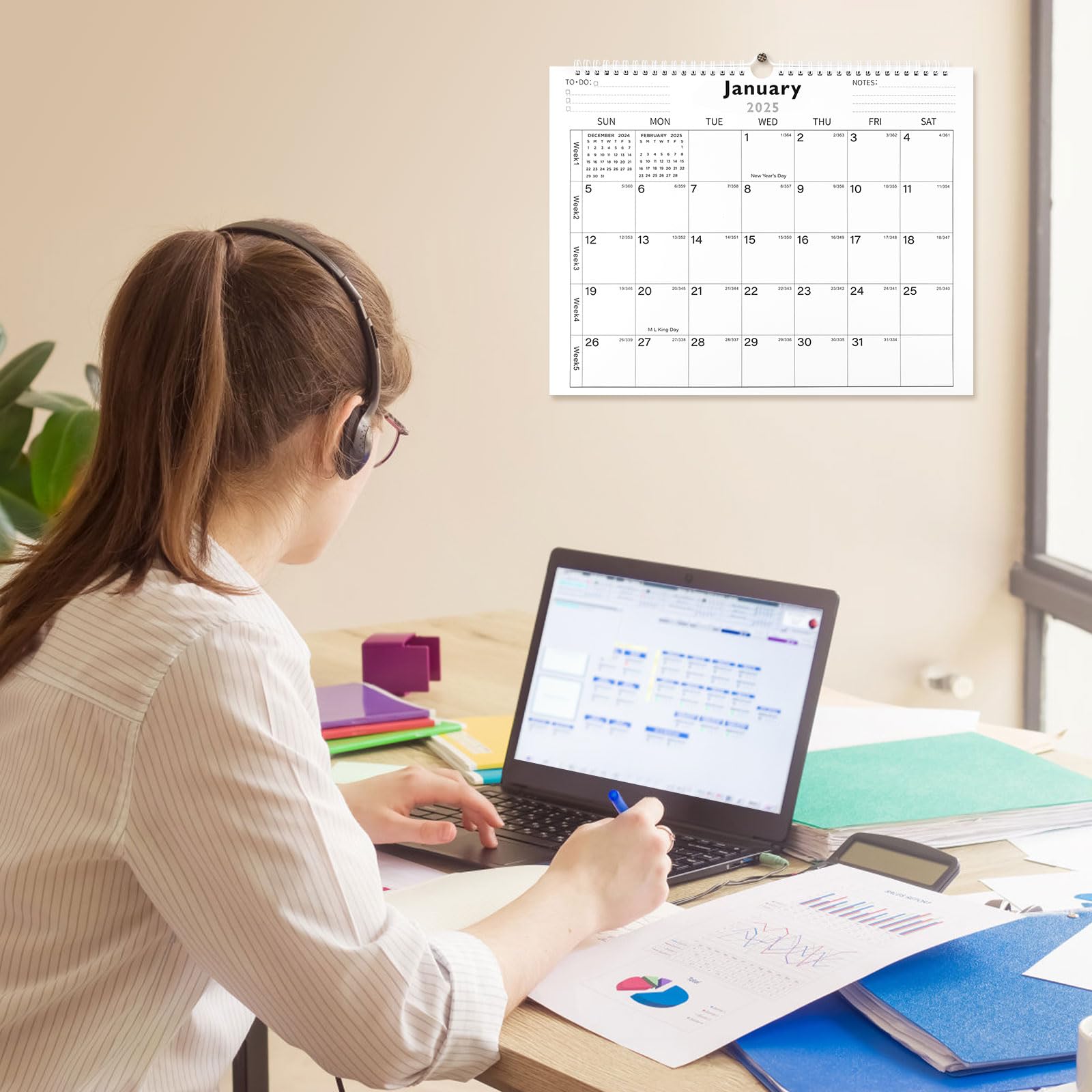 2025-2026 Wall Calendar with Julian Dates | 18-Month Planner from January 2025 to June 2026 | 14.7 x 11.5 Inch Thick Paper Monthly Calendar | Perfect for Office, Home & School Planning | Great Holiday Gift for Christmas & New Year