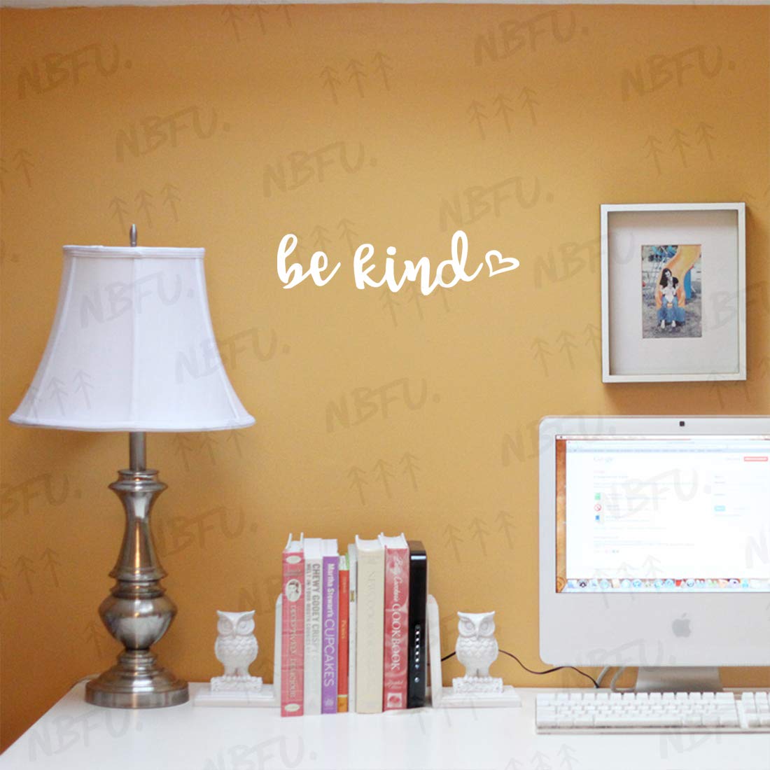 Inspirational Be Kind Quote Heart Stickers (White, Set of 2) - Waterproof Vinyl Decals for Laptop, Phone, Helmet, Car Window, Mug & Wall Decor - Perfect for Home, Office & School Motivational Gifts
