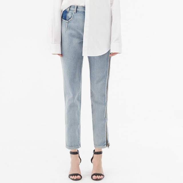 3.1 Phillip Lim Women's Indigo Denim Pants with Zipper - Stylish High Waist Skinny Jeans for Casual Wear & Night Out