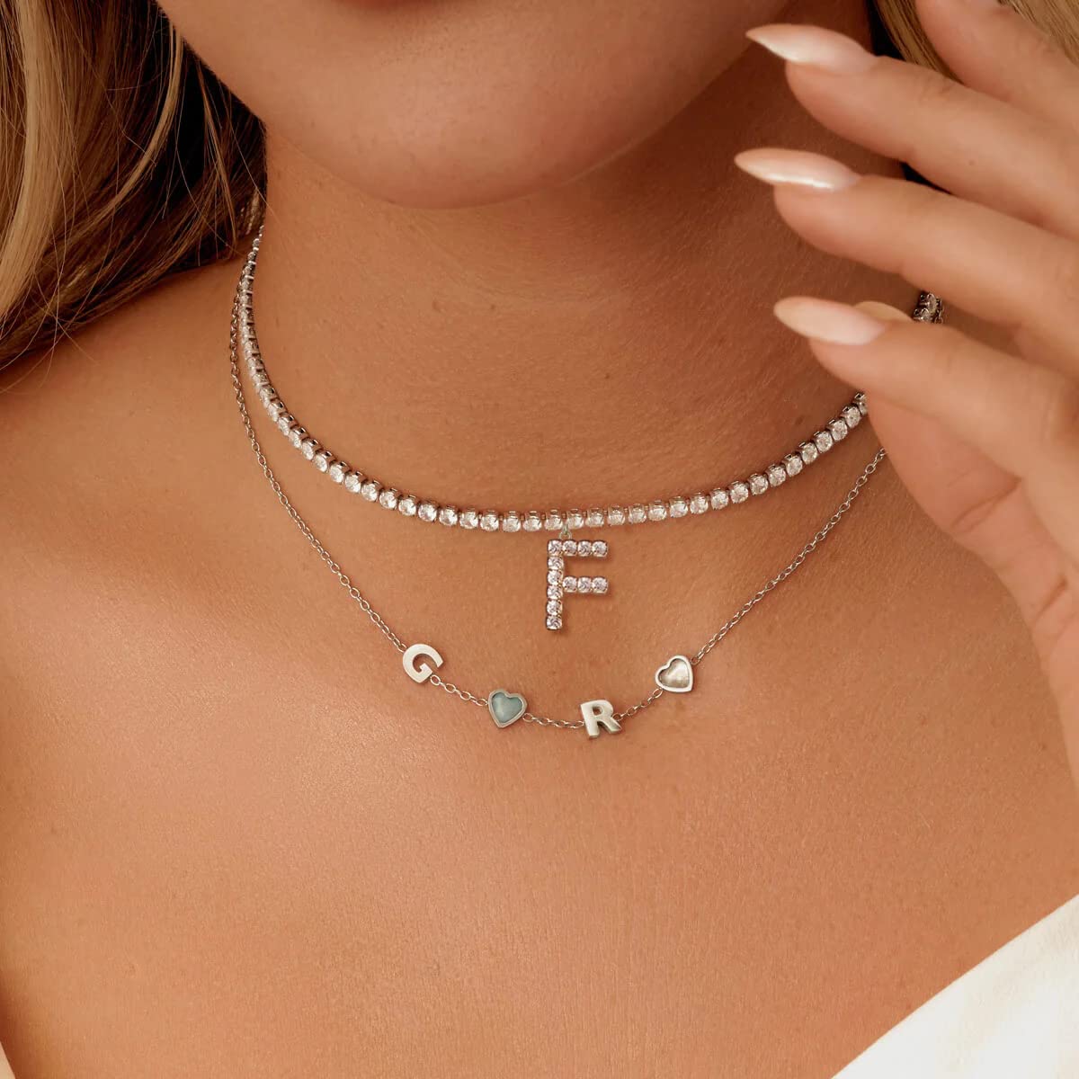 14K Gold Plated Letter Initial Necklace - Iced CZ Diamond Tennis Choker for Women | Personalized Name Jewelry Gift for Birthday, Anniversary & Valentine's Day