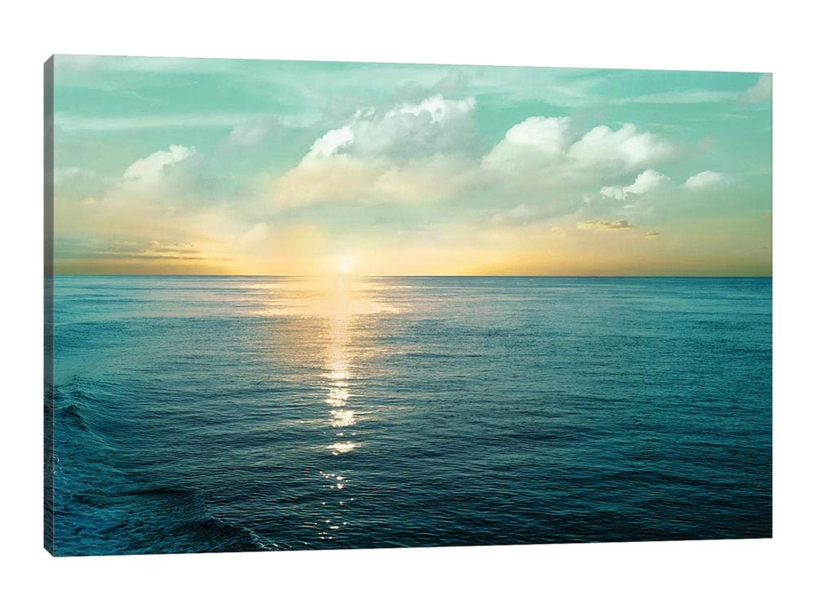 Ocean Wall Art Canvas - Beach Themed Bathroom & Living Room Decor - 32x48 Inch Coastal Sunset Pictures for Home Wall Decoration | Perfect for Beach Houses, Bathrooms & Coastal Style Interiors