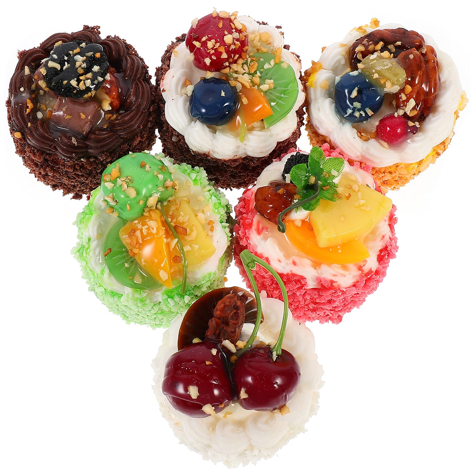Scicalife 6-Piece Artificial Cake Decor Set - Realistic Fake Cake Display for Dessert Shop, Kitchen & Window Decoration - Perfect for Bakery Displays, Party Props & Home Decor