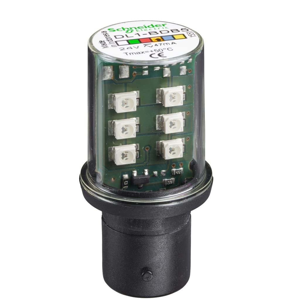 Schneider Electric Harmony XVB Super Bright LED Beacon Light Bulb - 24V AC/DC, Steady On Orange Light for Industrial Warning & Signal Systems | Perfect for Factory Equipment, Tower Lights & Safety Alerts