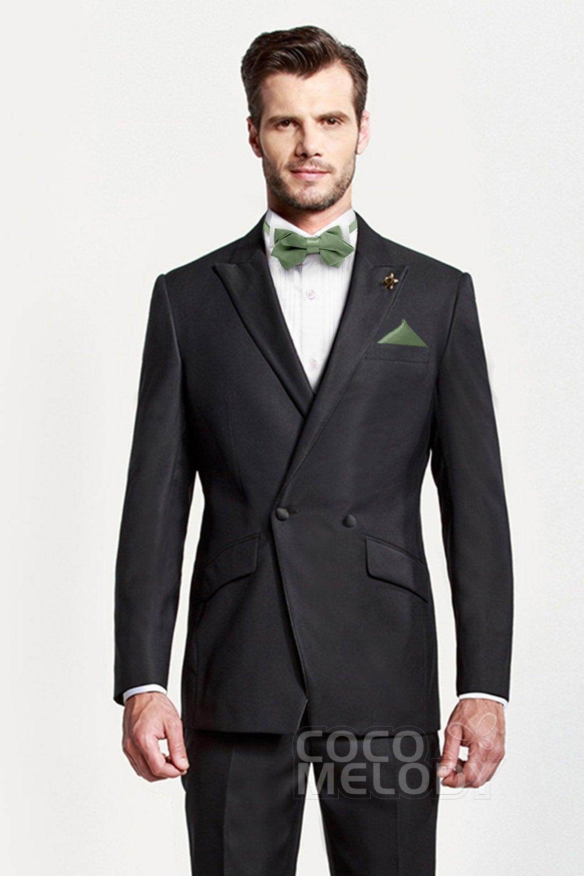 Premium Men's 2-Piece Elastic Silk-Like Satin Bow Tie Set with Pocket Square - Formal Wedding, Prom, Business Attire Accessories