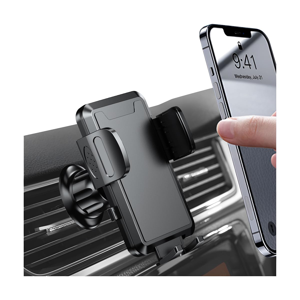 BESULEN Universal Air Vent Car Phone Mount Holder - Hands-Free Cradle for iPhone 14 13 12 Pro Max & Most Smartphones - Stable Easy Clamp Design (Black) | Perfect for GPS Navigation, Driving Safety & Road Trips
