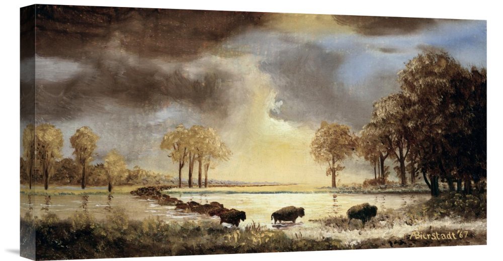 Albert Bierstadt The Buffalo Trail 1867 Canvas Wall Art Print - Premium Gallery Wrap Giclee Reproduction - Perfect for Living Room, Bedroom & Office Decor