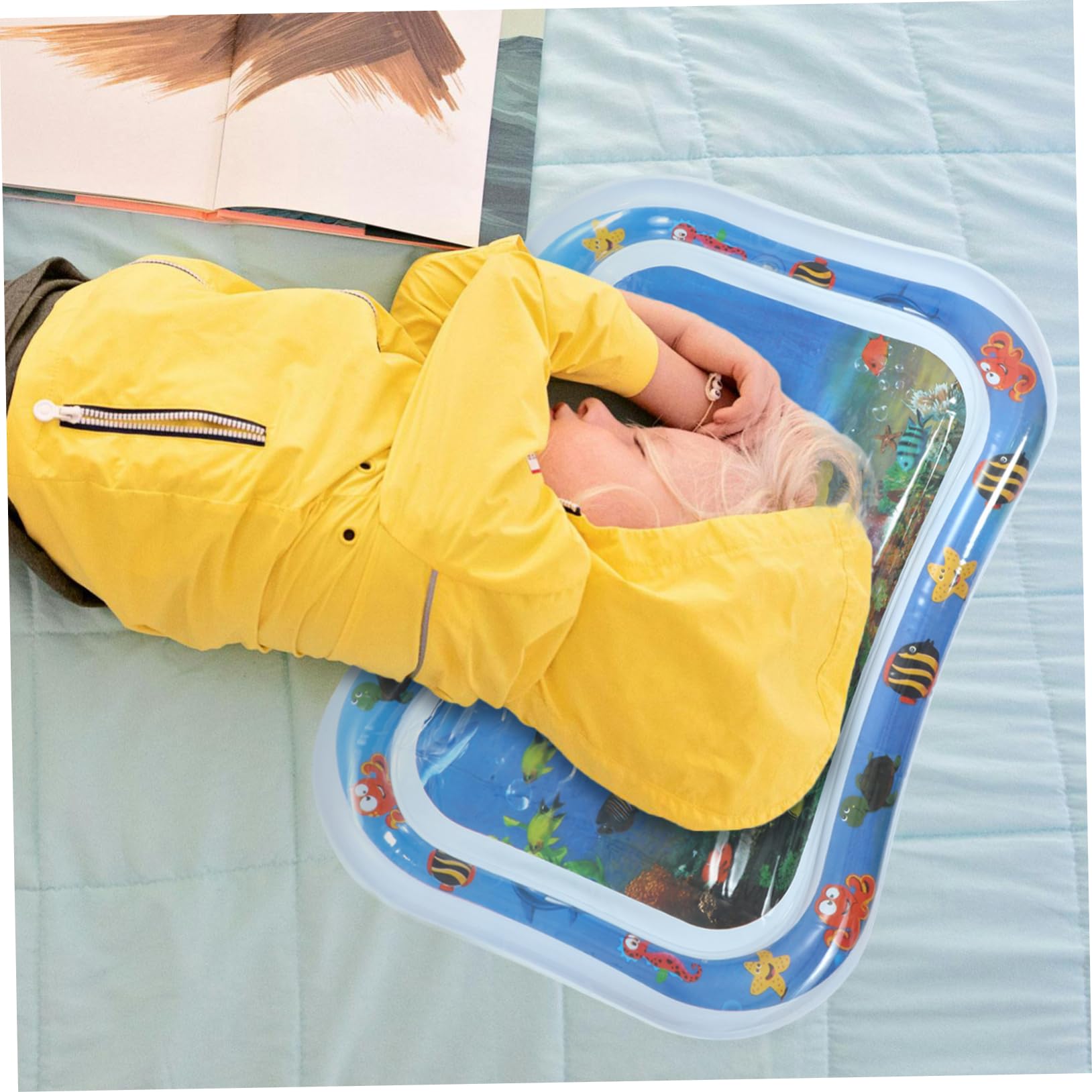 VICASKY Water Cushion Toys for Newborns - Blue PVC Baby Water Mat for Tummy Time, Sensory Play & Early Learning Development