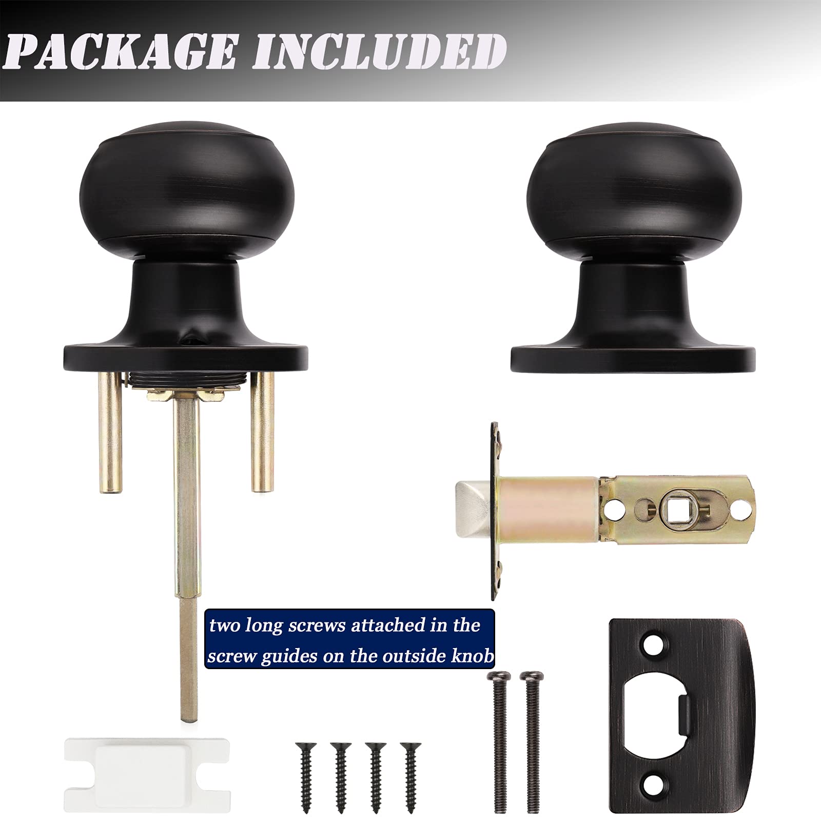 Probrico 5-Pack Oil Rubbed Bronze Keyless Privacy Doorknob Lockset - Secure Interior Bathroom & Bedroom Door Locks for Home Privacy