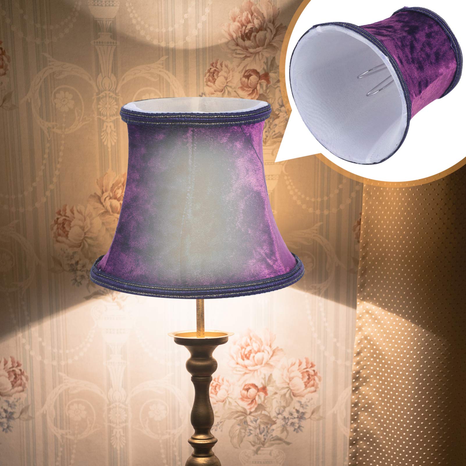 Clip-On Fabric Lamp Shade - Purple Bell-Shaped Lampshade Cover for Table Lamps, Chandeliers & Wall Lights | Perfect for Living Room, Bedroom & Office Decor