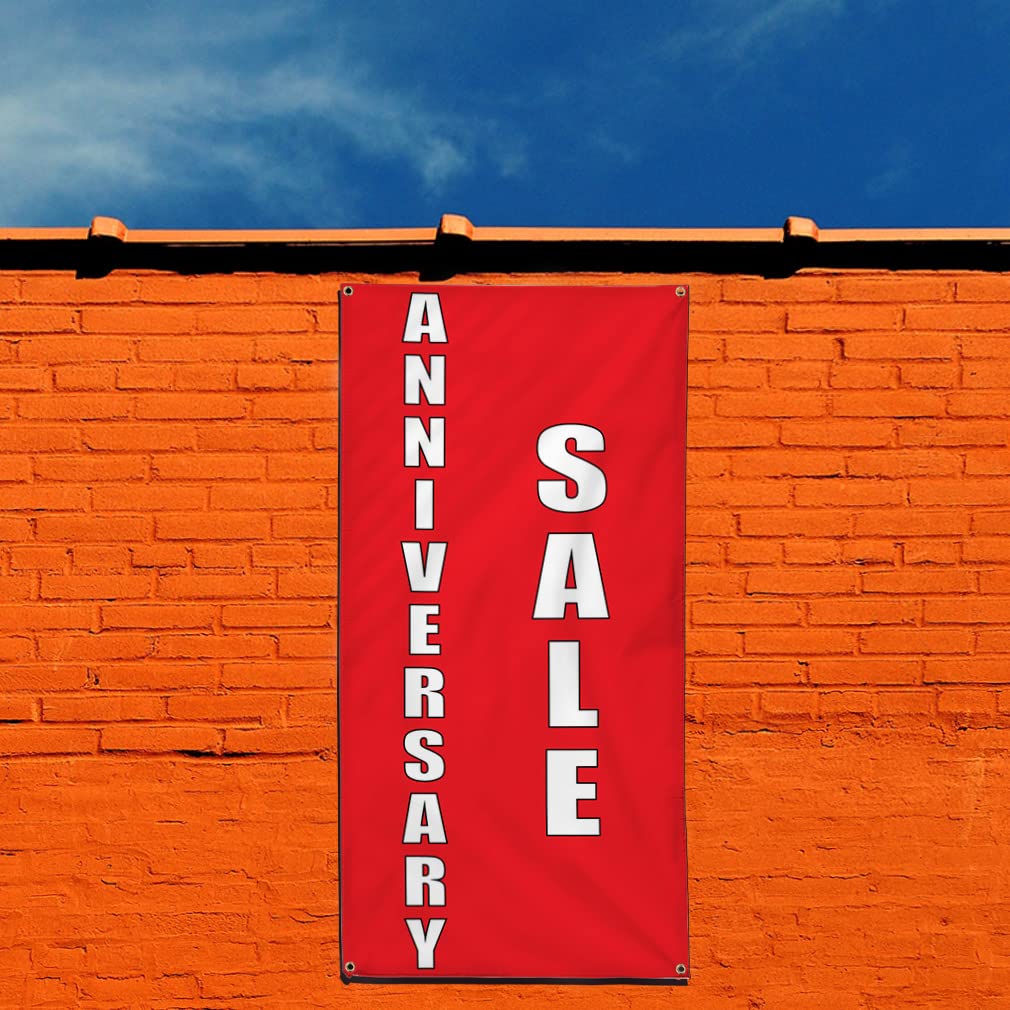 Premium Vertical Vinyl Banner - 96x48 Inches with 8 Grommets | Weatherproof Outdoor Business Sign for Anniversary Sales, Promotions & Yard Advertising (Multiple Sizes Available) - Perfect for Storefronts, Trade Shows & Event Marketing